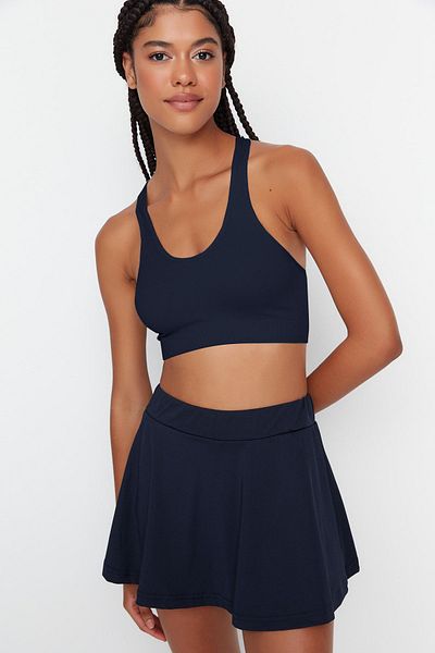 Trendyol Collection Námořnická modrá 2vrstvé tenisové pletené sportovní šortky Sukně s šortkami uvnitř TWOSS22SR00067