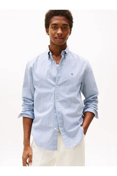 Tommy Hilfiger FLEX POPLINOVÁ KOŠILE S TARTANEM V MALÉM ŘADÍ