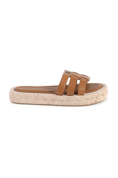Tommy Hilfiger Tan Women's Leather Slippers - FW0FW07745GQS Model