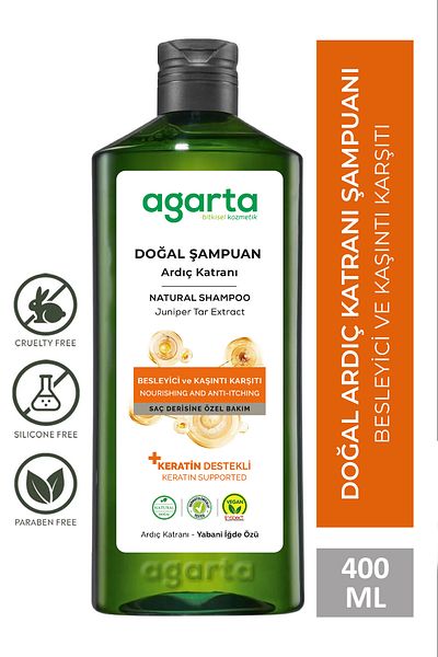 Agarta Juniper Tar and Keratin Shampoo - 400 Ml Anti-Hair Eczema and Anti-Shedding Dandruff