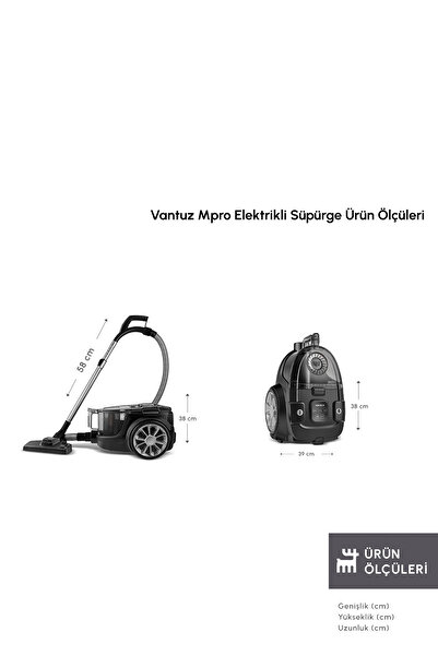 Karaca Vantuz Mpro 2 Lt Hazneli Elektrikli Süpürge Black 899 W