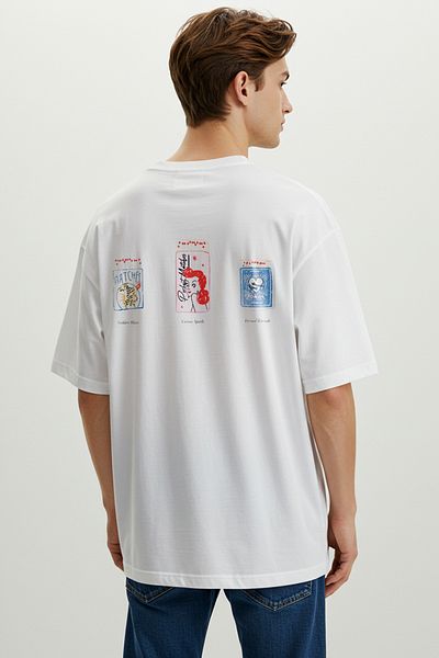 Trendyol Collection Oversize εκρού βαμβακερό μπλουζάκι - TMNSS25TS00108