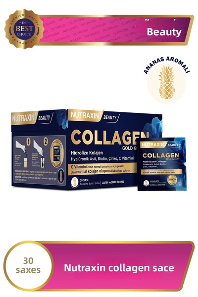 Nutraxin كولاجين بنكهة الأناناس 30 كيس - 10.000 ملجم نوع 1 و3