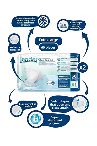 JENDER حزام الخصر Xl 30 قطعة 2 عبوة 60 قطعة