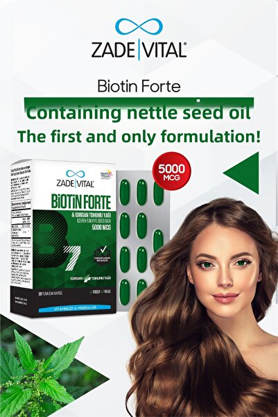 Zade Vital Biotin Forte 5000 Mg 30 Soft Capsules