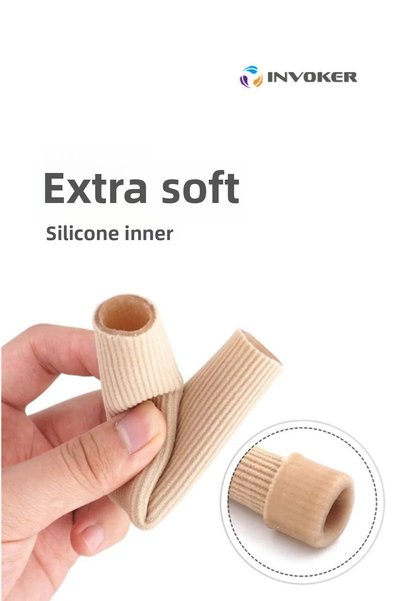 INVOKER Hand Foot Finger Protector Teo Fabric Covered Gel Silicone Tube Ingrown Nail Bone Callus Protector Large
