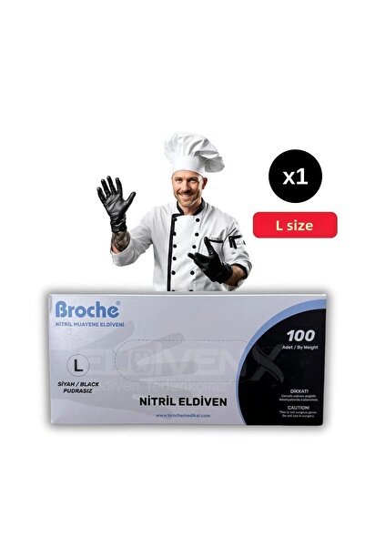 Ecoflex قفازات فحص النتريل السوداء خالية من البودرة (L) 100 قطعة