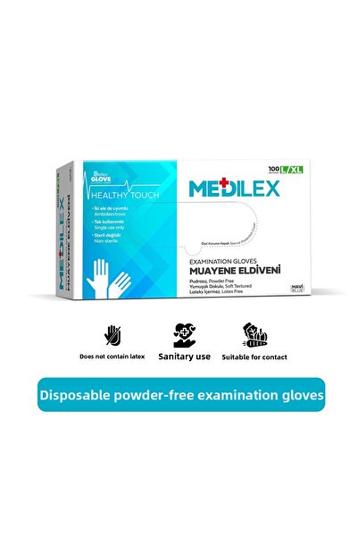 Reflex قفازات زرقاء خالية من البودرة للاستعمال مرة واحدة - مقاس L إلى XL 100 ...