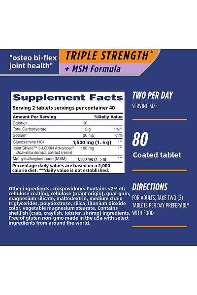 Osteo Bi-Flex Triple Strength with Msm Joint Health 80 Tablets