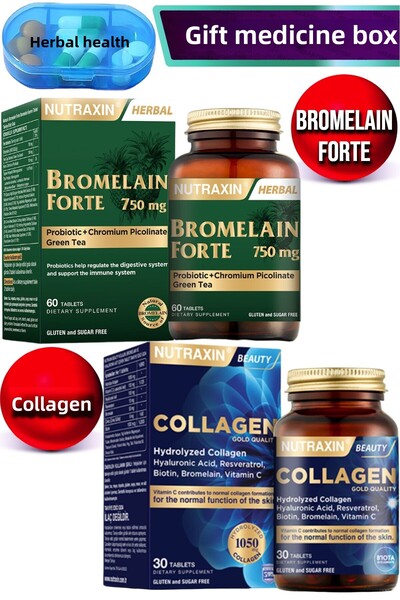 Nutraxin بروميلين فورت 60 قرصًا + نوتراكسين كولاجين متحلل 30 قرصًا