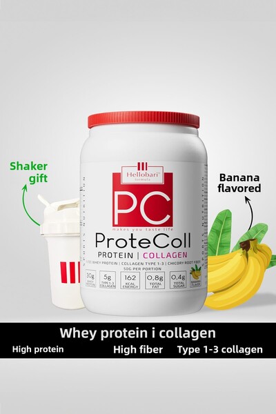 Hellobari Formula بروتيكول - بروتين الكولاجين بنكهة الموز، 21 حصة