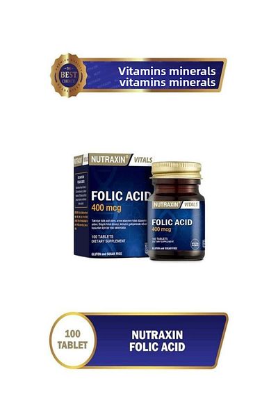 Nutraxin Folic Acid 400 McG - 100 Tablets Food Supplement