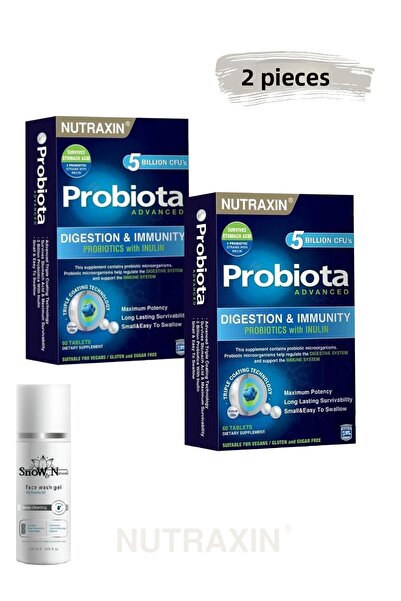 Nutraxin بروبيوتا أدفانسد 60 قرص - جل تنظيف الوجه 100 مل (مجموعة من 2) //SET3166