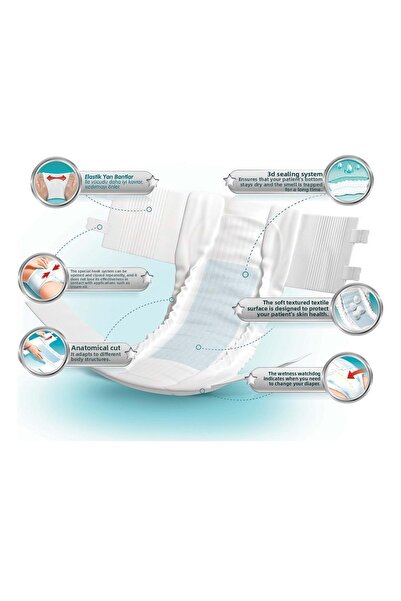 Joly Adult Patient Diapers with Waist Band Medium Medium 90 Pieces (3Pk*30)