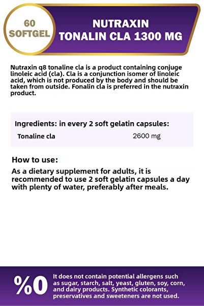 Nutraxin Tonalin Cla 1300 Mg 60 Soft Gel - Safflower Oil