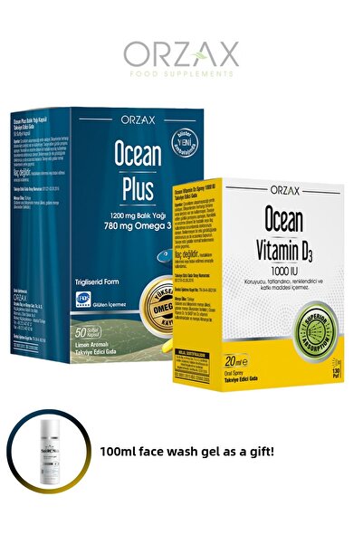 Ocean Omega 3 Plus 50 Softgel - 20ml Drops Vitamin D3 1000Iu Combination