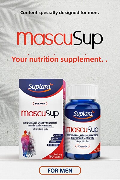 Suplara Mascusup قرص متعدد الفيتامينات والمعادن يحتوي على الجينسنغ الكوري ومس...