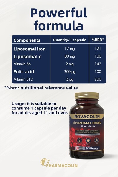 NOVACOLIN Liposomal Iron 30 Herbal Capsules