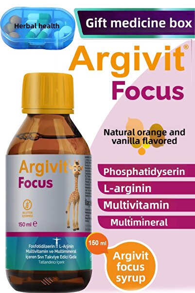 Argivit Focus Syrup - Mixed Fruit Flavor, Phosphatidylserine, L-Arginine, Multivitamin and Multi Mineral 150 ml
