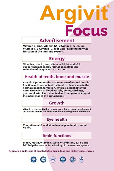 Argivit Focus Syrup - Mixed Fruit Flavor, Phosphatidylserine, L-Arginine, Multivitamin and Multi Mineral 150 ml