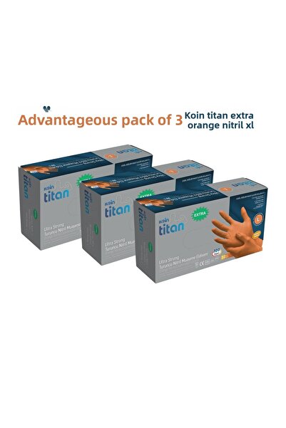 KOİN Titan Extra Thick Orange Nitrile Gloves 50Pcs Xlarge * 3 Boxes