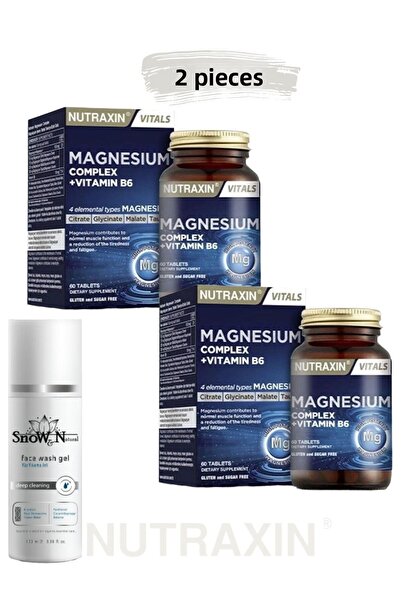 Nutraxin مركب مغنيسيوم فيتامين ب6 - 60 قرص '2 قطعة' وجل تنظيف الوجه 1 قطعة //...
