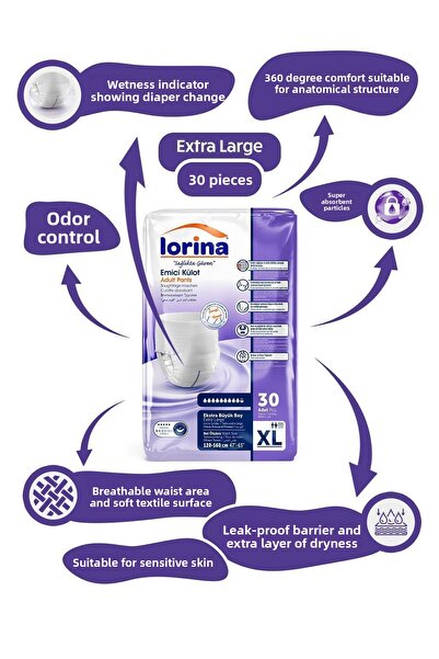 LORİNA سراويل داخلية ماصة للغاية مقاس كبير جدًا (XL) 30 قطعة