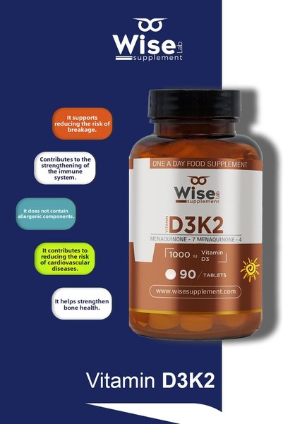 WiseLab Vitamin D3 K2 90 Tablet Vitamin C 60 Herbal Capsule