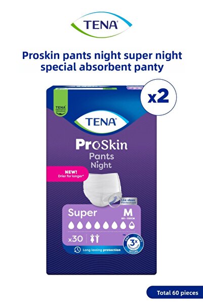 TENA سراويل بروسكين ليلية متوسطة الحجم فائقة الامتصاص ليلاً 30 قطعة 2 عبوة / 60 قطعة