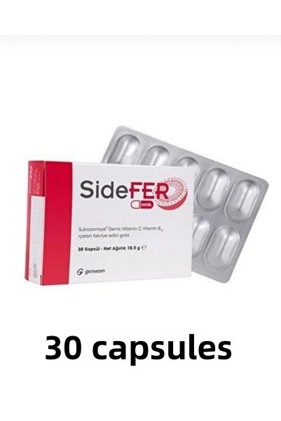 Sidefer 30 كبسولة نباتية - حديد، فيتامين سي وب12