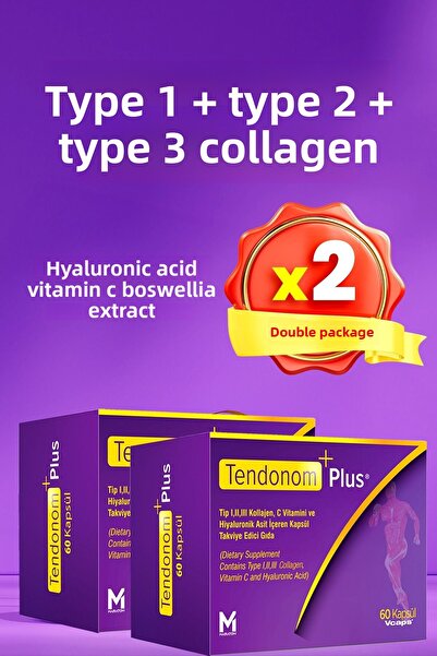 Tendonom Plus نوع 1-2-3 حمض الهيالورونيك الكولاجين - 60 كبسولة × 2 قطعة