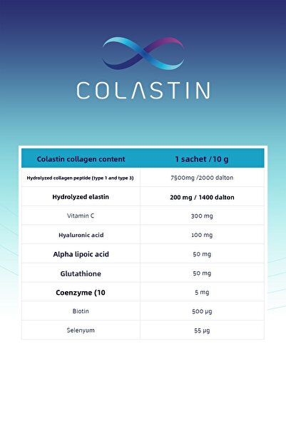 Colastin 7500 Mg Collagen 200 Mg Elastin 14 Powder Sachets |   Easy and Soft Drinking