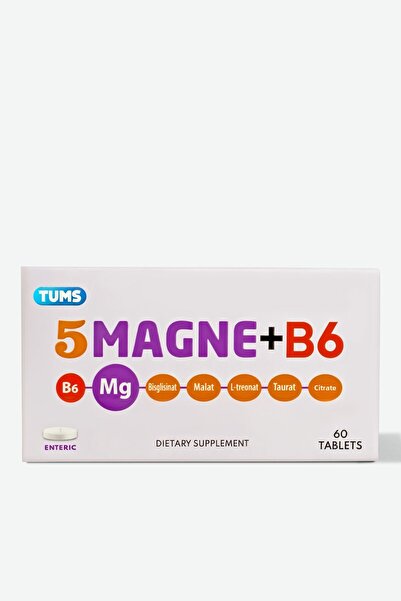 Tums 5 Magne B6 Magnesium Supplement 60 Enteric Tablets