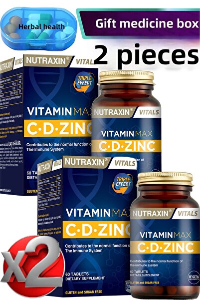 Nutraxin فيتامين ماكس 60 قرص - 2 قطعة (فيتامين سي-فيتامين د-زنك)