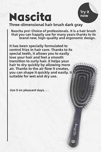 nascita Τρισδιάστατη βούρτσα μαλλιών σκούρο γκρι