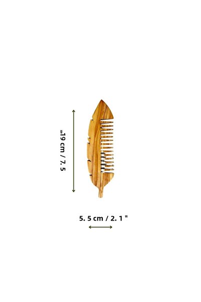 egedeneve Olive Wood Leaf Form Comb