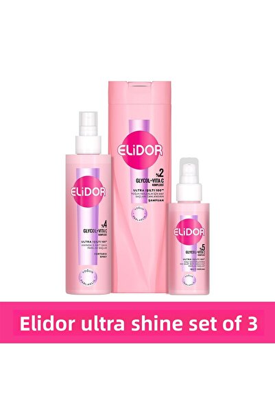 Elidor مجموعة العناية بالشعر فائقة اللمعان واللمعان مكونة من 3 قطع