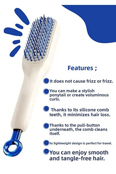 MOJE MORE Pieptene de păr cu buton automat de curățare, pieptene de păr antis...