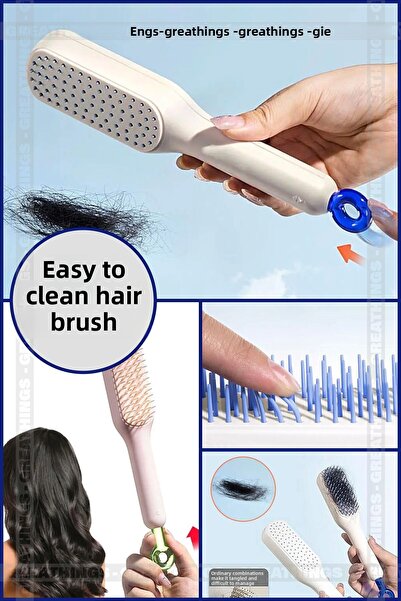 Greathings Easy-Clean Hair Brush Quick-Clean Hair Brush Comb