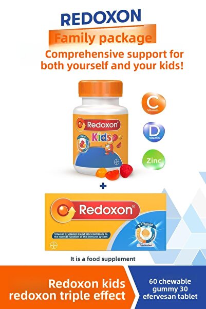 Redoxon Kids+ Redoxon Triple Effect 30 Effervescent Tablets (Family Pack) I Vitamin C, Vitamin D and Zinc