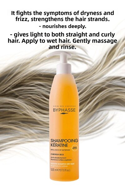 BYPHASSE Keratin Shampoo Dry Hair High Protection 520 ml