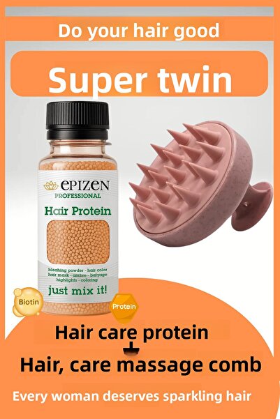 EPİZEN مجموعة العناية بالشعر بالبروتين ومشط تدليك الشعر سوبر ثنائي للعناية با...