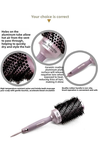 LAND OF MYTH 53 Mm-Lom1184 Nano Technology Ceramic + Ionic Thermal Blow Dry Hair Brush, Natural Bristle Teeth, Professional
