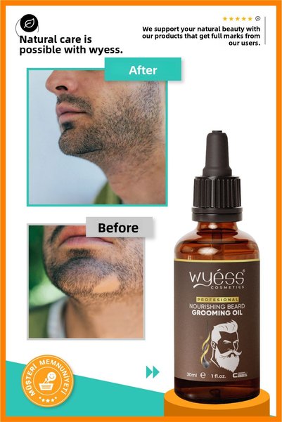 Wyess Beard and Mustache Serum for Sparse Beards and Mustaches, Contains Castor Oil 35 Special Oil Formula