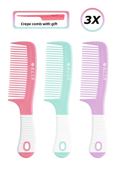 ELSA Επαγγελματική αντιολισθητική χτένα 1058 με 3 χτένες κρεπ ως δώρο
