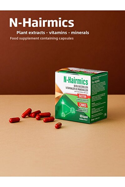n-hairmics 60 كبسولة - مضاد لتساقط الشعر، مستخلصات نباتية تدعم الفيتامينات وا...