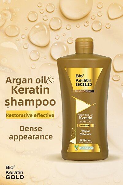 Bio Keratin Gold 700 مل شامبو مرمم بزيت الأرغان والكيراتين بدون كبريتات