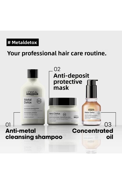 L'oreal Professionnel Loreal Professional Metal Detox - 3-Piece Radiance Care Set, Anti-Breakage Hair Intensive Gem100D5S