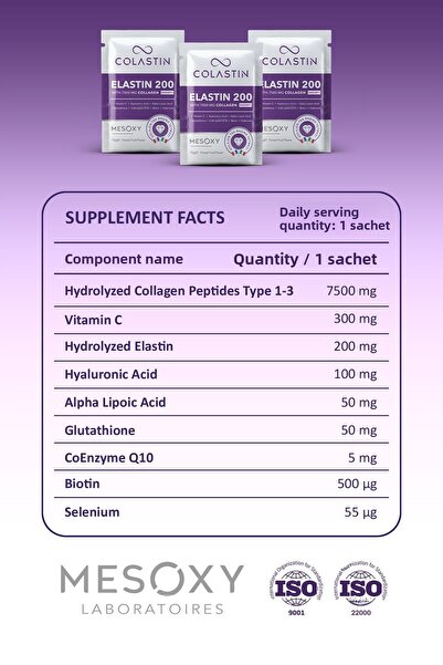Colastin 7500 Mg Collagen 200 Mg Elastin 30 Powder Sachet |   Easy and Soft Drinking