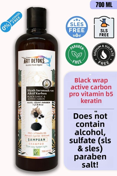Art Detoks 700 مل شامبو طبيعي بالثوم الأسود - يحتوي على الكربون المنشط وكبريت...